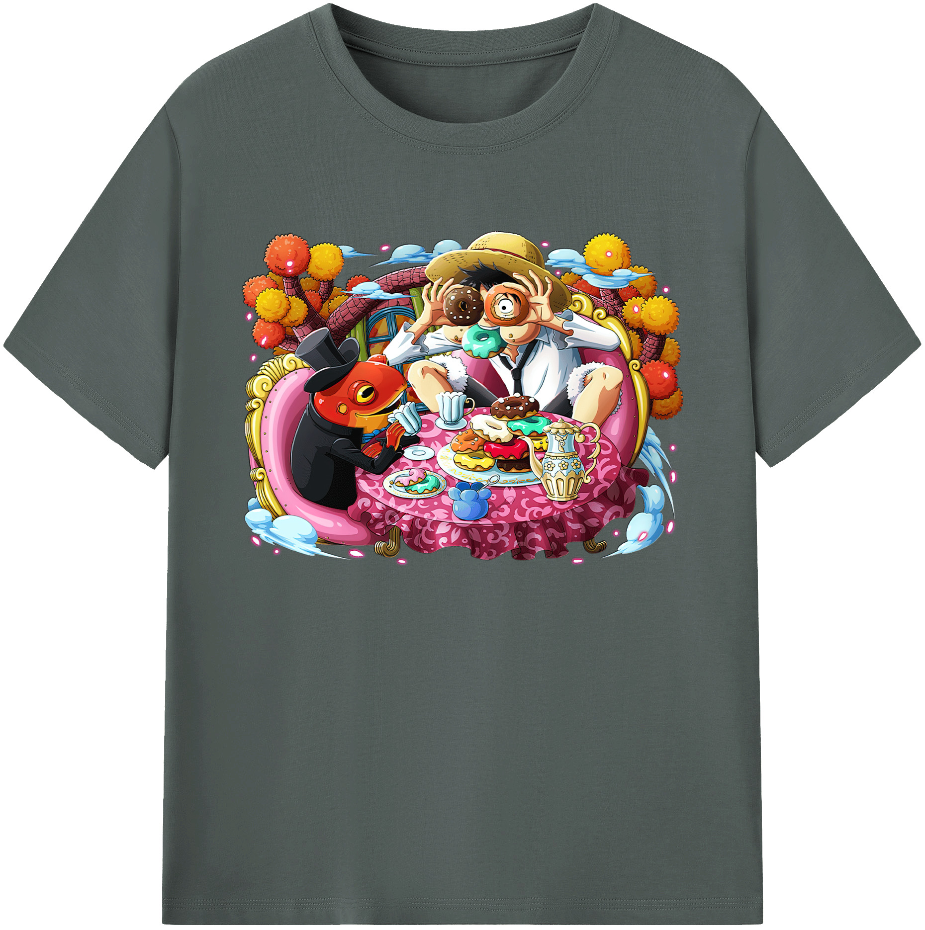 ワンピース モンキー・D・ルフィ ONE PIECE Monkey D. Luffy 綿100％ メンズ半袖Tシャツ｜肌触りやわらか＆通気性